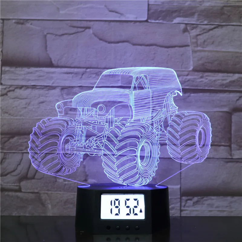  3d illusion lamp with alarm clock base OEM/ODM truck shape Christmas
