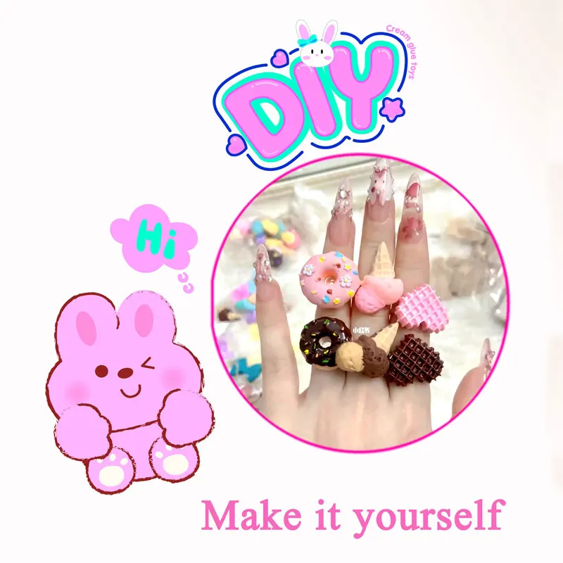 JinYing Multi Color PVC Bag Lovely Dewsert Girl Beauty Products Hairclip DIY Cream Glue Toys for Kids