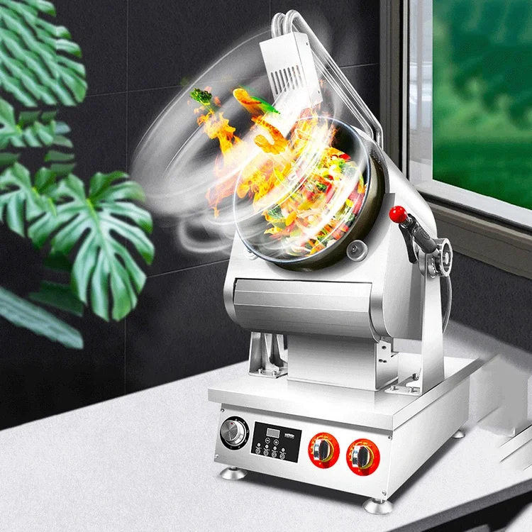 Automatic gas smart big fire food noodle stir fry wok fried rice rotated cooking robot machine for restaurant