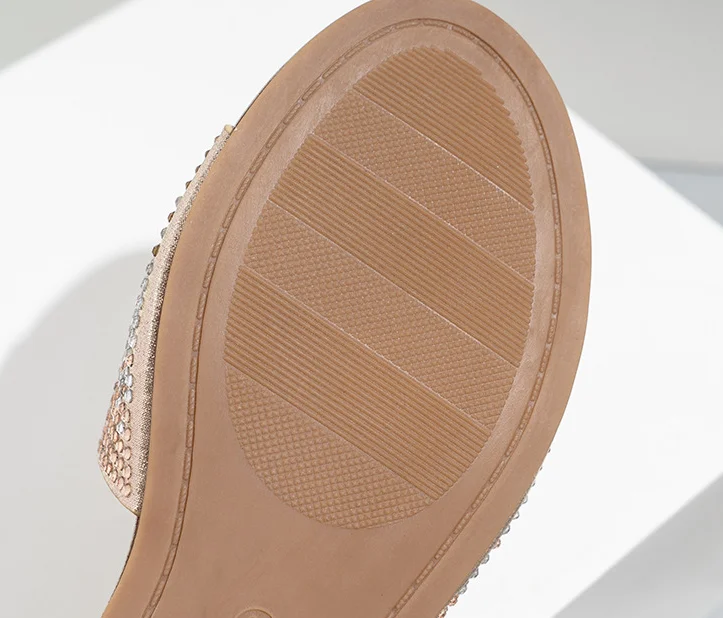 Fashion Bling Diamond Slippers Solid Color Casual Flat Sandals