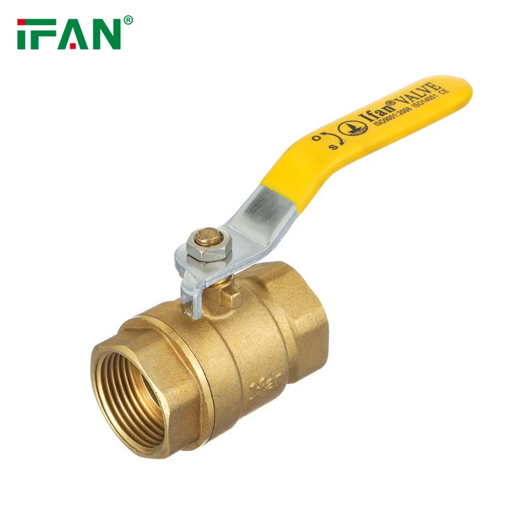 IFAN ASTM D2513 Anti-corrosion 1/2'-2' Brass Ball Valve Yellow Straight Handle Gas Valve Female Thread Brass Gas Valve