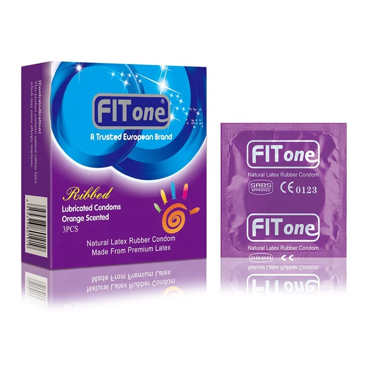 Fitone Latex Male condom ribbed condoms with orange scented