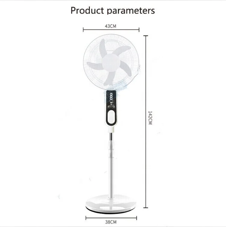 teyoza 16inch standing rechargeable AC/DC solar inverter remote pedestal fan with solar panel