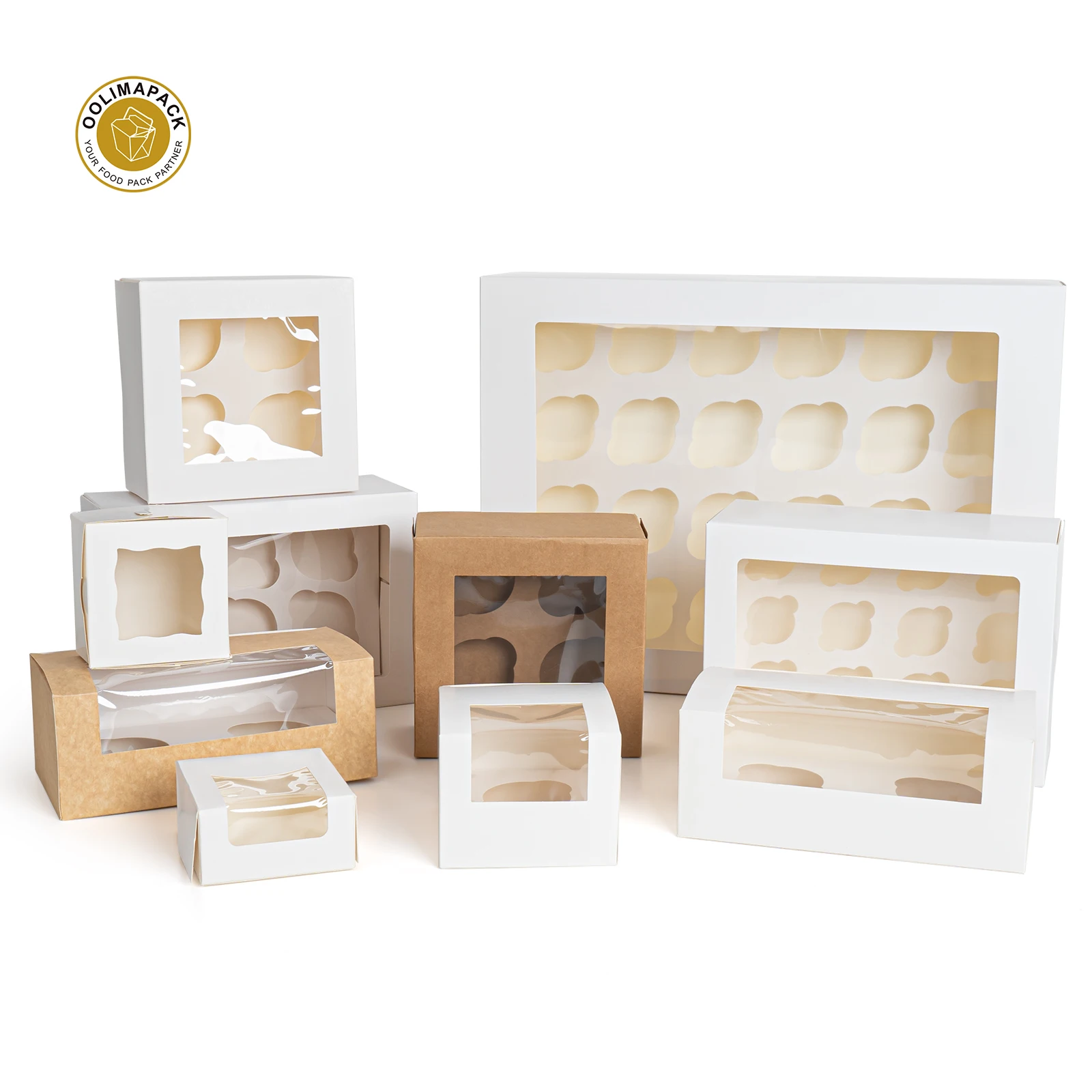 OOLIMAPACK Biodegradable Mini Foldable Cupcake Box for Party Wedding