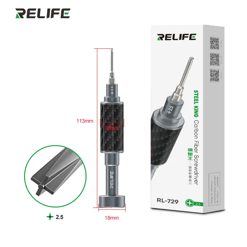 RL-729 стальная отвертка RELIFE Y0.6/0 8/+ 1 5/+ 2 5/T1 для ремонта мобильных телефонов