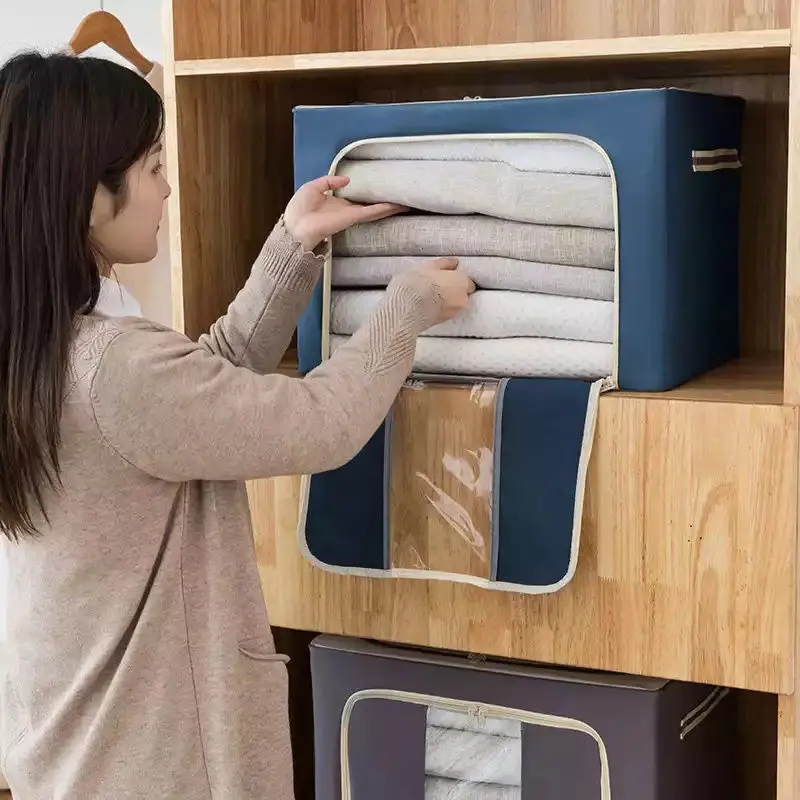 Factory wholesale 24L steel frame storage box Oxford cloth quilt storage bag foldable clothing storage box