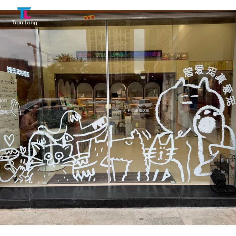 Tianlang Static Window Film Perspective Glass Decal Custom Pattern Office Store DIY Window Sticker