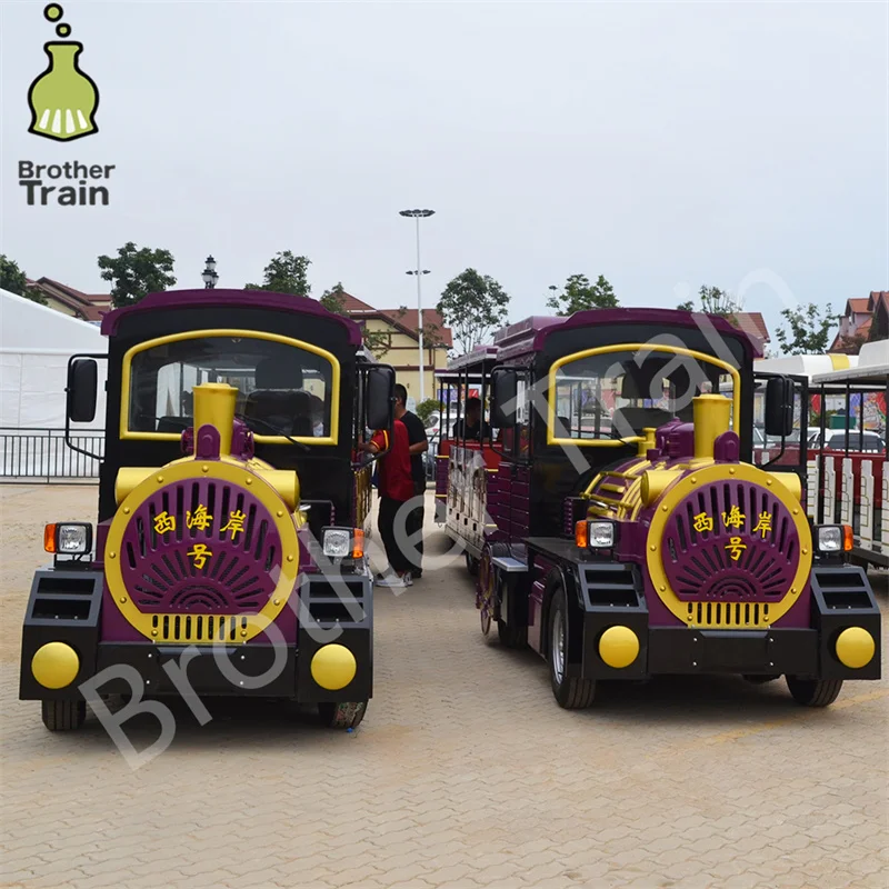 Big Amusement Park Rides Tourist Train Battery Operated Trackless Train Electric Train Large Outdoor Amusement Equipment On Sale