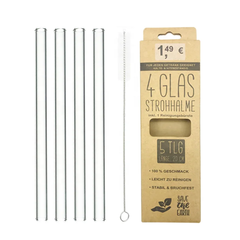 2020 Amazon Best Seller Box Packaging Glass Straws With Logo