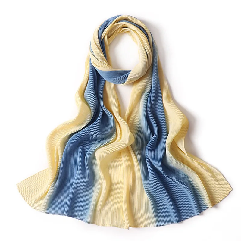 Yiwu factory supply high quality beautiful tie dye chiffon hijab pleated chiffon hijab