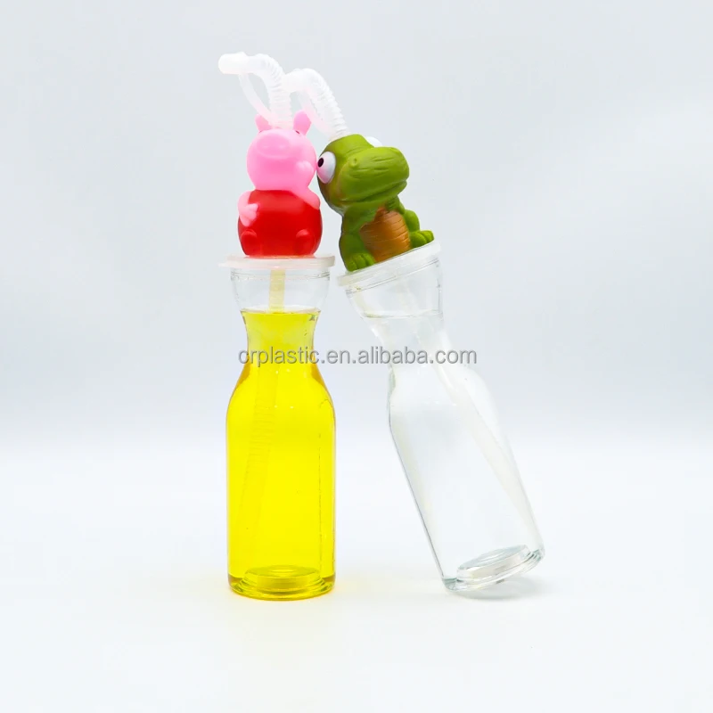 Прямые продажи с завода одноразовые пластиковые Мультяшные бутылки животными емкостью 500 мл включая соломинки.