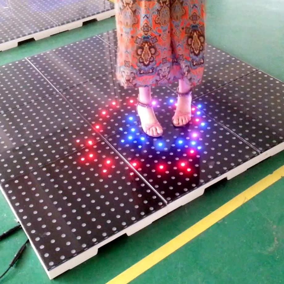 rigeba hot sale disco dj 50cm LED interactive sensitive dance floor for party events
