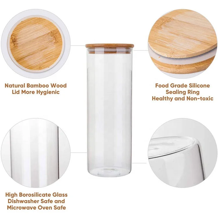 Hot Sale Mini Small Household Kitchen Refrigerator Storage Glass Spice Jars With Bamboo Lid