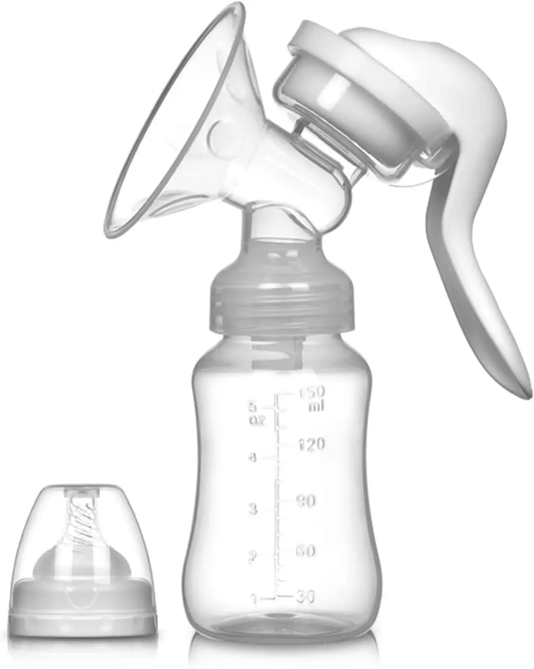 Color Box Packing 150ml Manual Breast Pump with Bottle Lid Silicone Milker Milk Extraction Breast Milk Pump