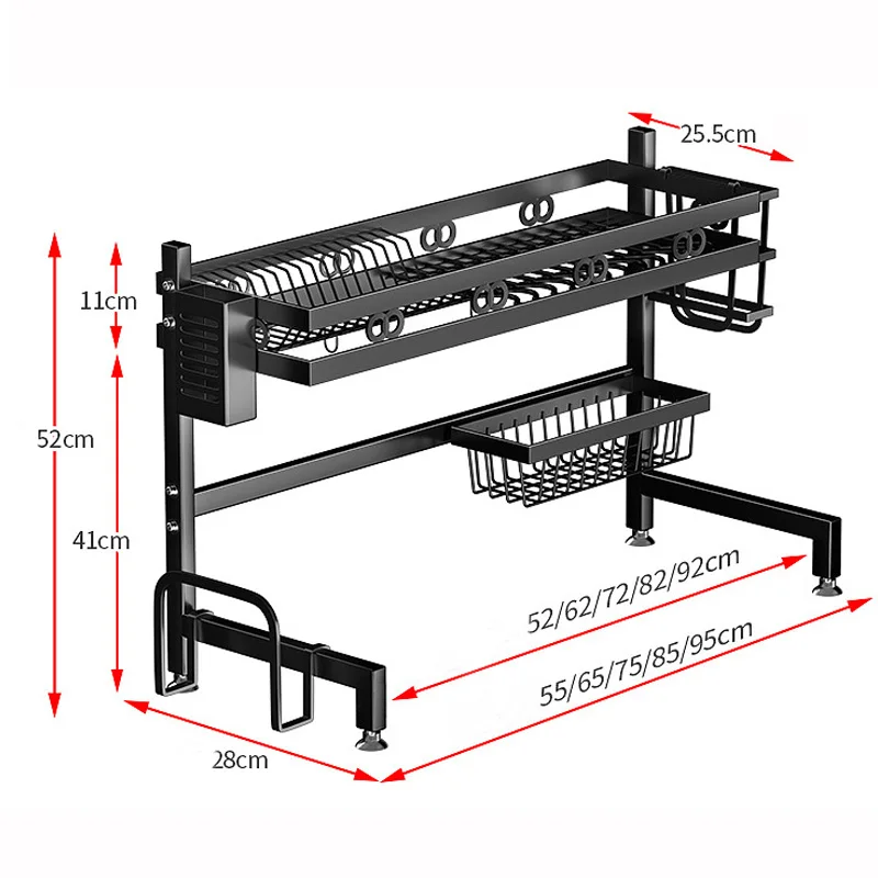Hot Sellrack Stainless Steel Dish Automatic Drainer Drying Kitchen Rack Storage With Accessories