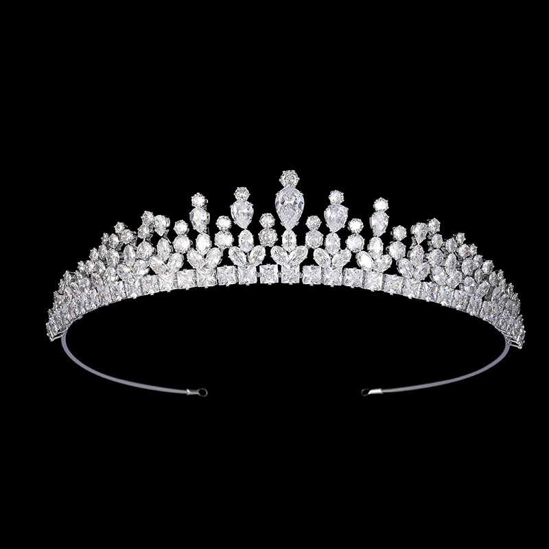 Bridal Accessories Hair Accessory Crystal Crown Elegant Wholesale Handmade Wedding Tiara Women Jewelry Fashion Gift Gold BC7033
