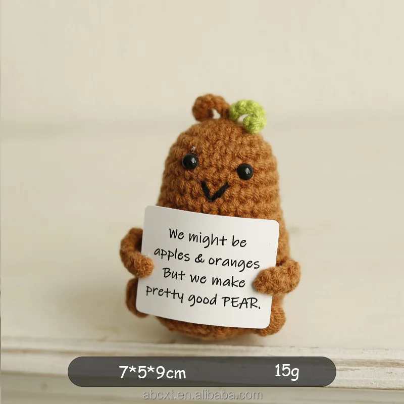 Cute Mini Positive Potato Knit Emotional Support Pickle Doll Toy Crochet Vegetable Doll Toy