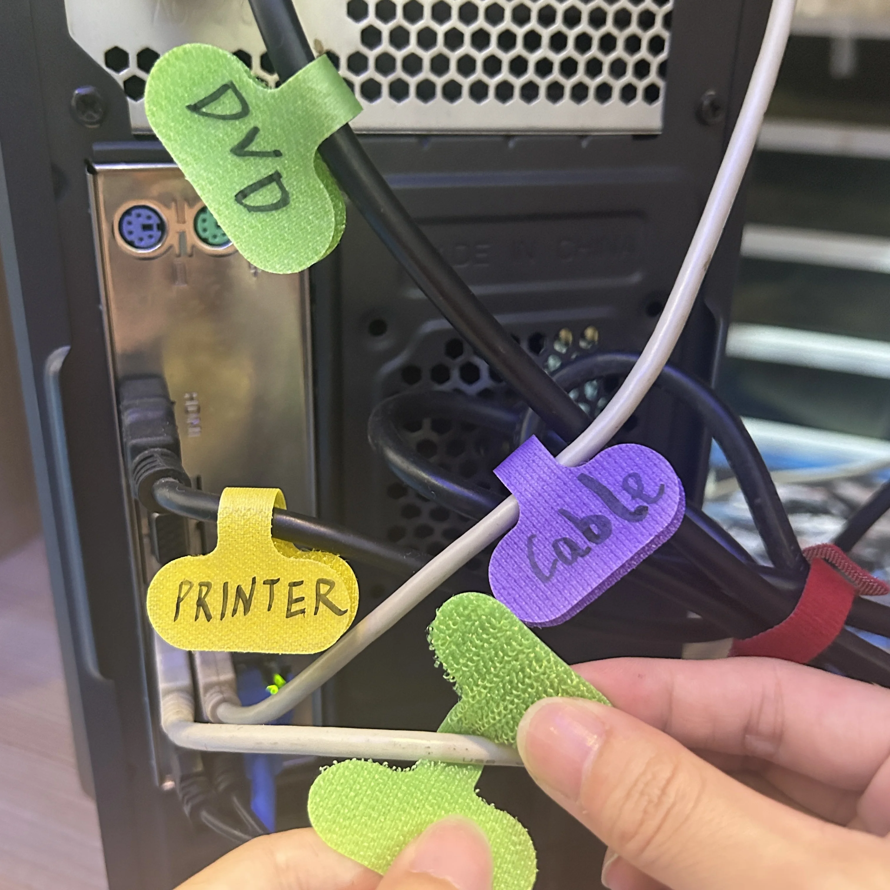 Custom Self Adhesive Hook loop cable label ties cable management
