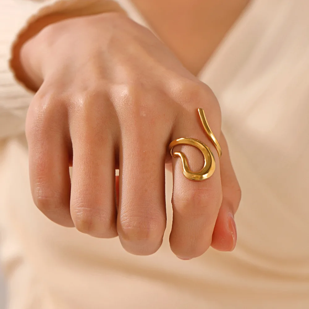 Personalized Vintage 18K Gold Silver Plating Tarnish-Free Geometry Skeleton Stainless Steel Ring