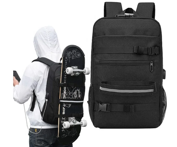 Skateboard Backpack Longboard Carry Bag Men Women Leisure Skateboarding Travel Bag