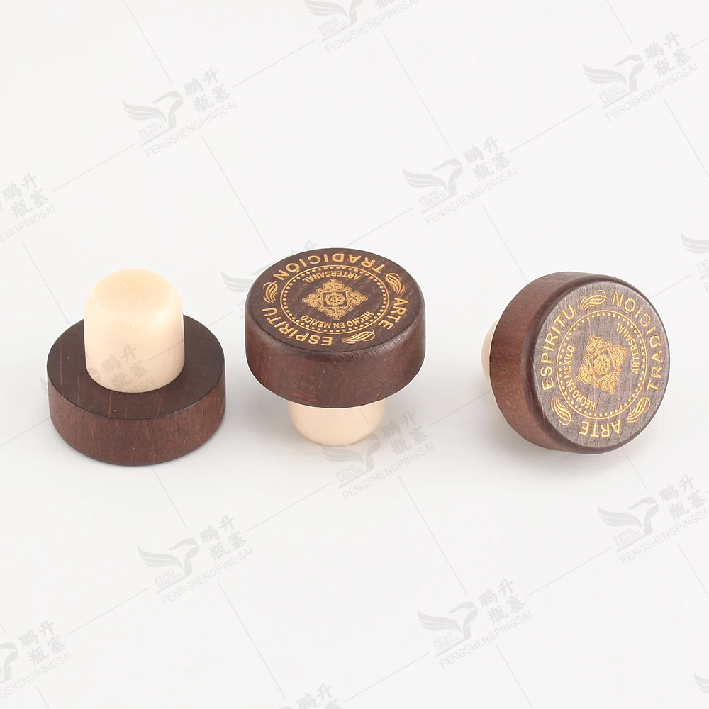 Wooden Cap Vodka Tequila Whisky Stopper with Wooden Wine Bottles Customized Glass Bottle with Aluminum Screw Top Glass Bottles