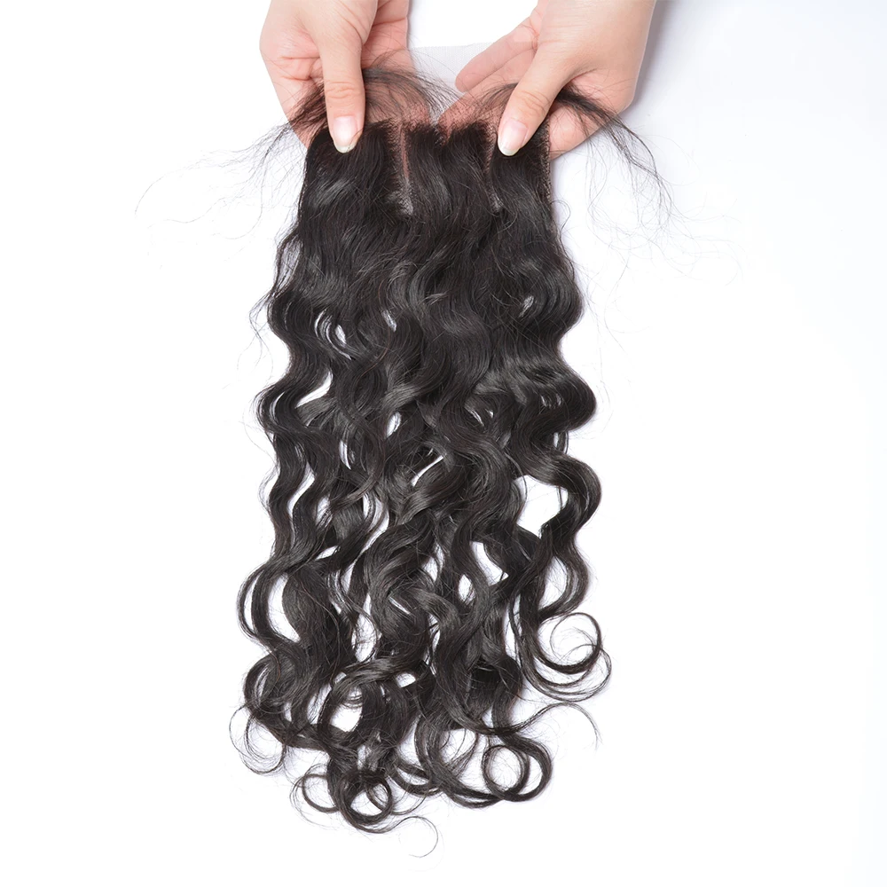 100 Unprocessed Virgin Indian Human Hair Bundles With Body Wave Lace Closure