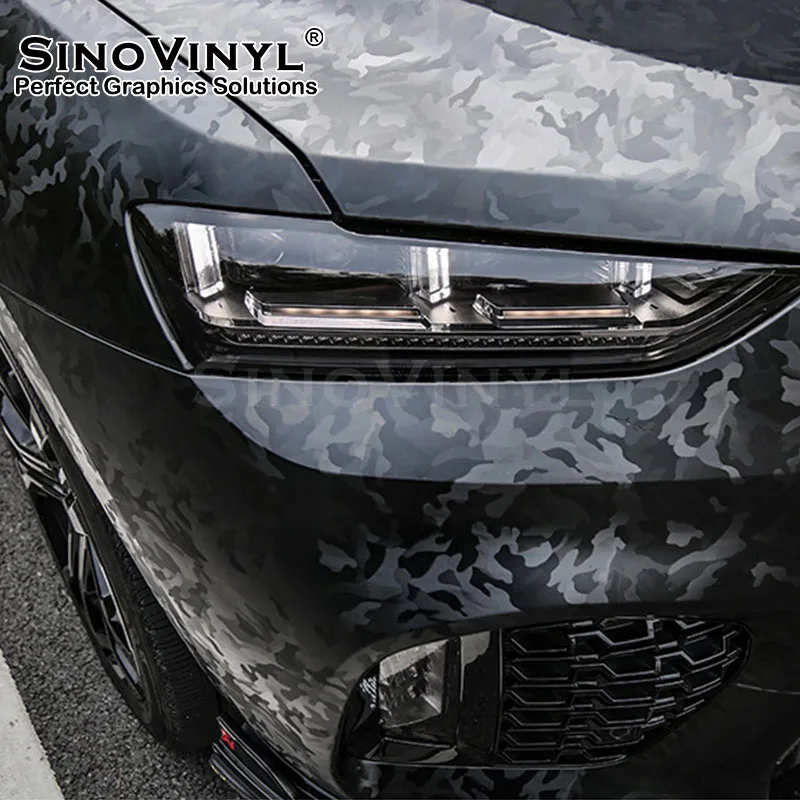 Wholesale Factory Vinyl Wraps Car Body Sticker Carbon Fiber 3D Pattern Camouflage Camo Ghost Black Car Wrap Vinyl Film