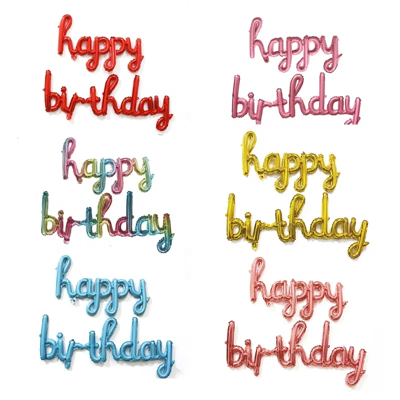 BONA 16 Inch Mylar Aluminum Foil Script Happy Birthday Conjoined Letters Inflatable Balloons Event And Party Decorations Balloon