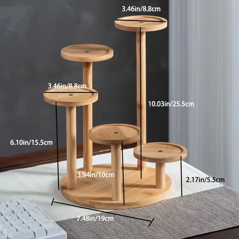 5 Tiered Tabletop Plant Stand Indoor Small Windowsill Flower Shelf Bamboo Mini Succulent Windowsill Shelf