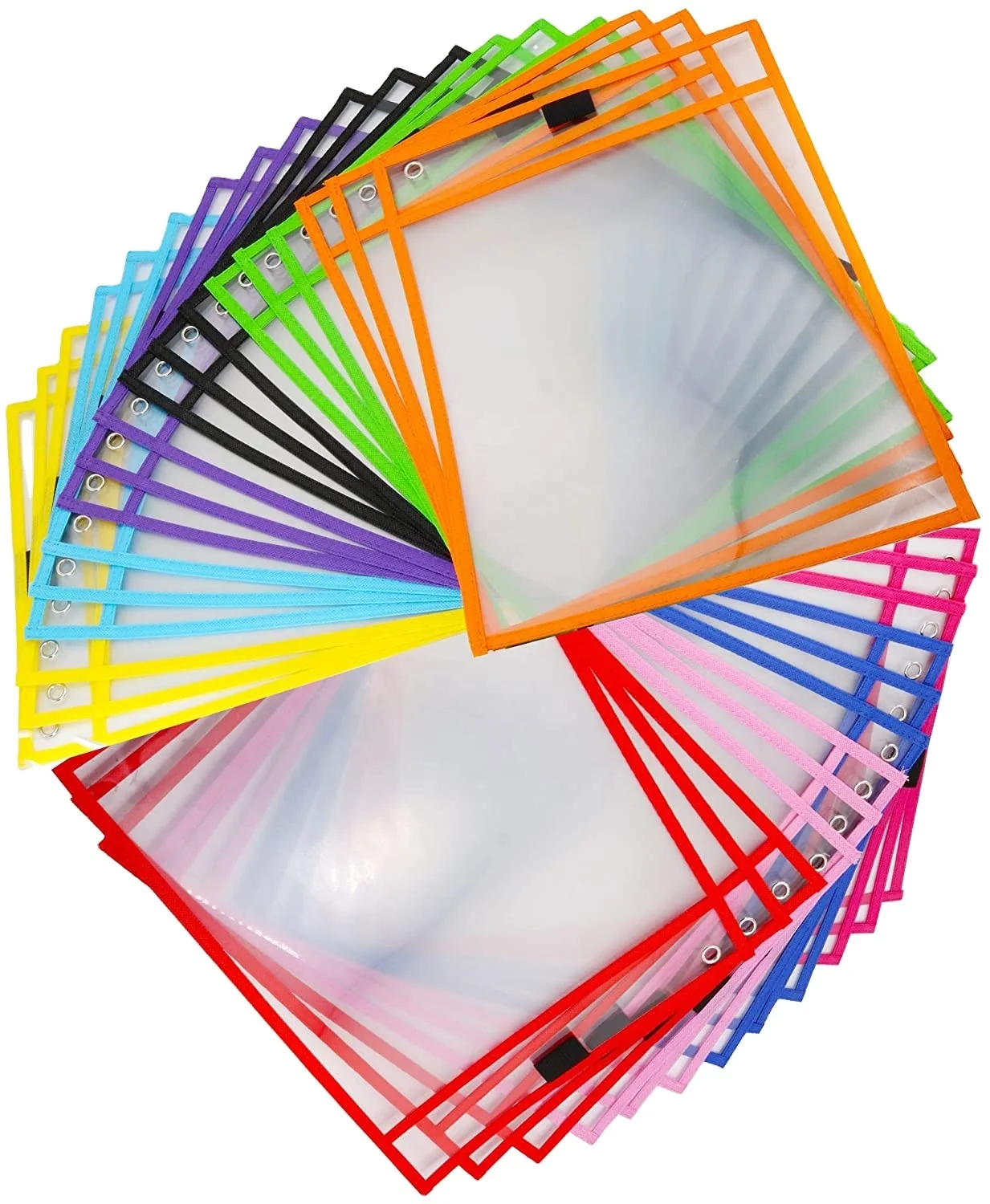 Assorted Color Dry Erase Pockets Reusable Transparent Erasable Pocket A4 size 10 pack 30 pack wholesale Dry Earse Pocket