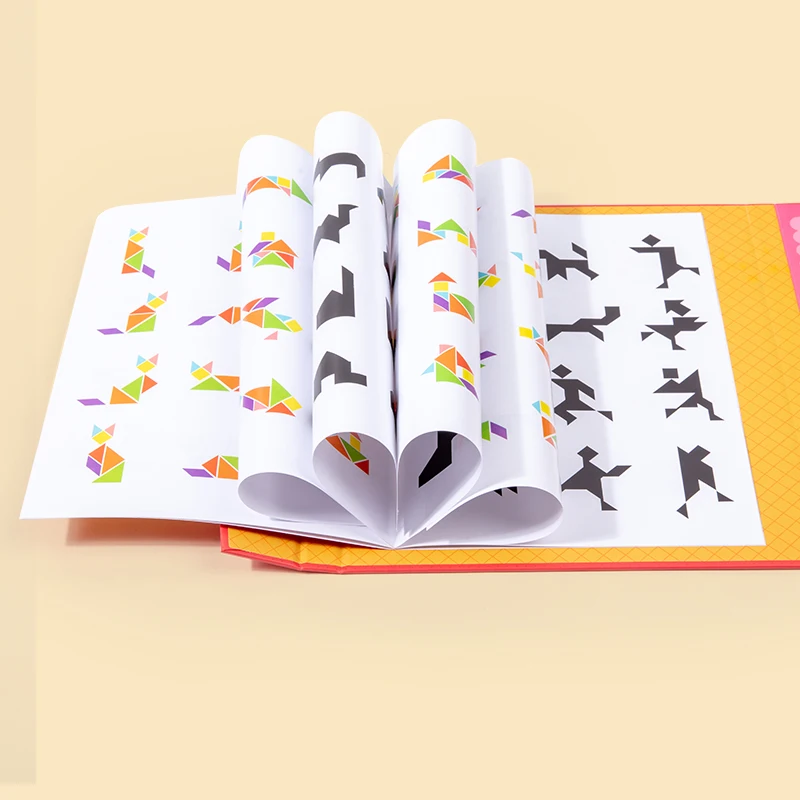 YUCI  educational Tangram Puzzle book good quality puzzle kids 3d Shape Matching toy Jigsaw Tangram Puzzle for kids