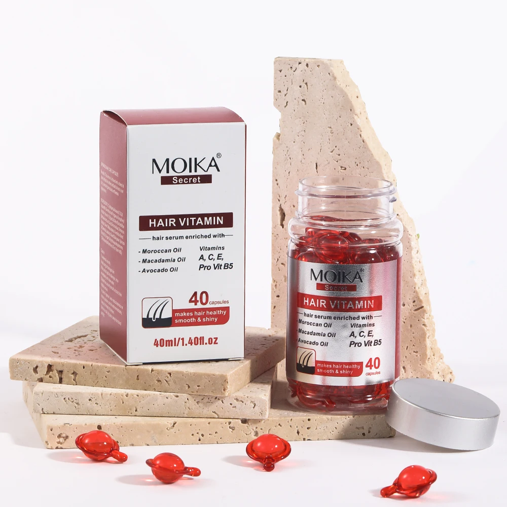 MOIKAHot Sale Private Label Organic Hair Treatment Capsule Serum Hair Care Smooth Vitamin Hair Oil Capsules
