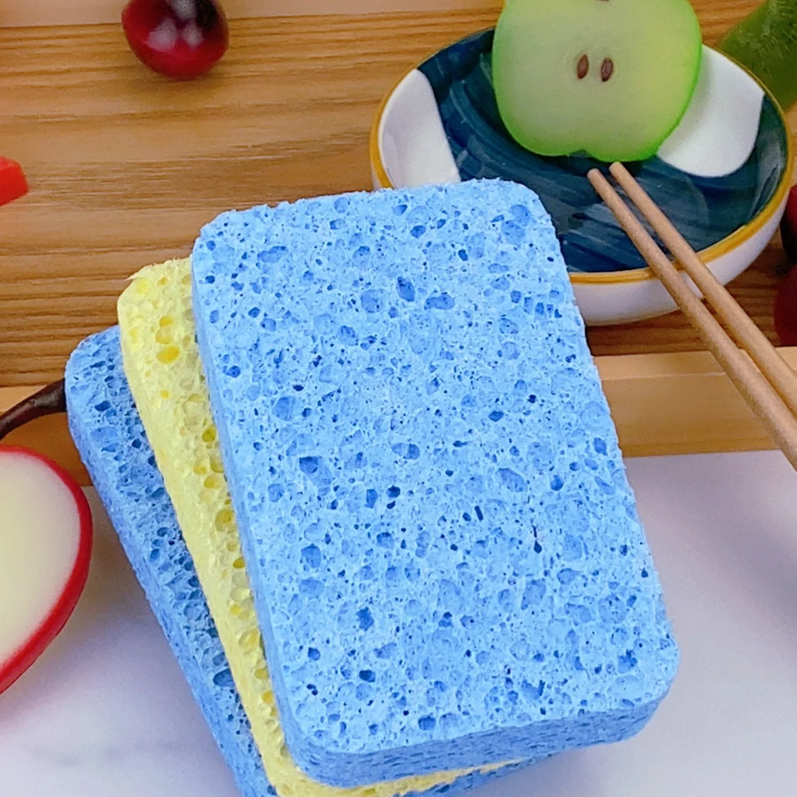 Экологически чистая целлюлозная биоразлагаемая кухонная губка для мытья посуды
