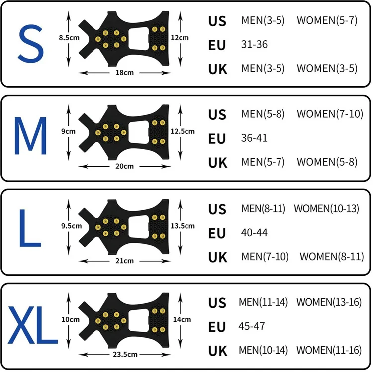 Anti Skid Shoe Grip Universal Silicone Rubber Ice Crampons 10 Teeth Rubber Ice Cleats