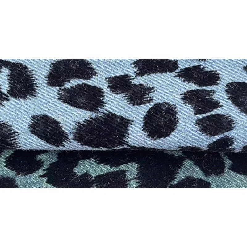 Velvet Flocked Twill Denim Fabric Jacquard