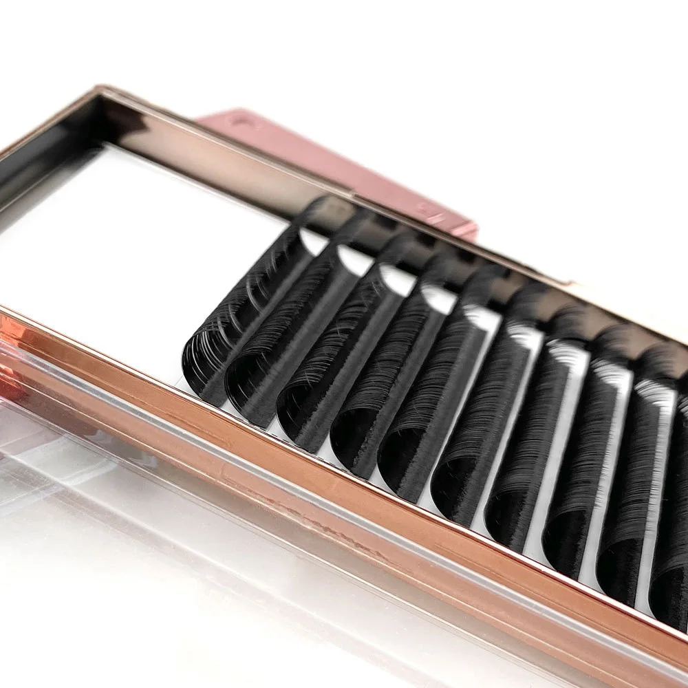 Wholesale Matte Black 0.03 0.05 0.07 Cashmere Auto Blooming Lashes Extension Soft Self Fanning Eyelashes Handmade