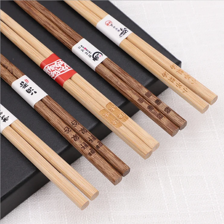 High Quality Custom Engraved Reusable Sushi Chopstick Bulk Japanese Style Bamboo Wooden Craft Chopsticks