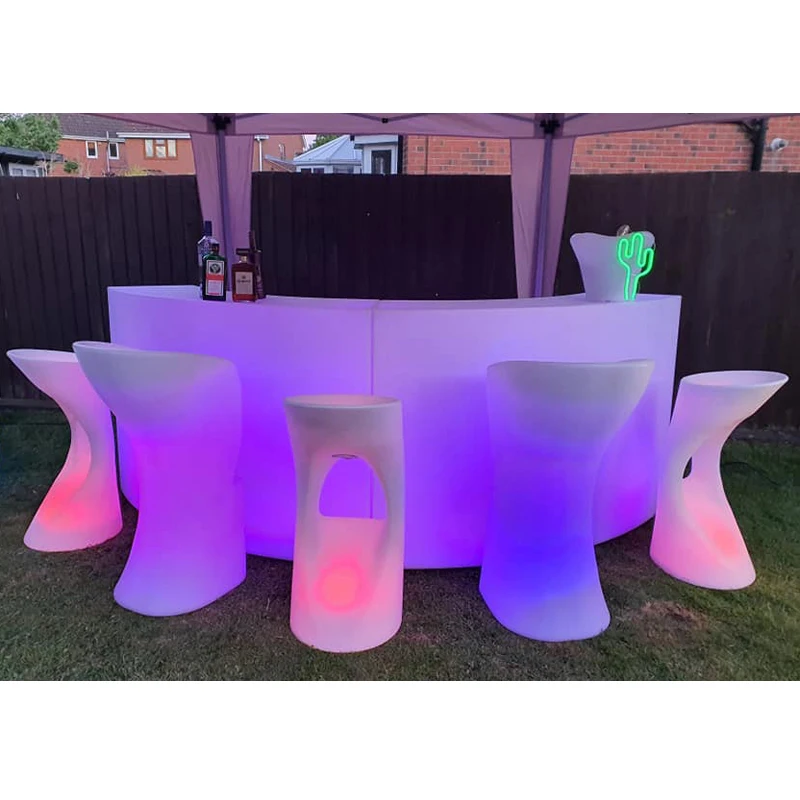 curved half circle acrylic lighted bar counter top