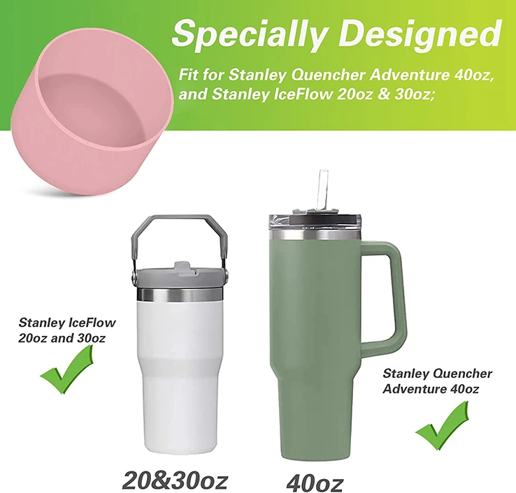 Silicone Bumper Boot for Stanley Quencher Adventure 40oz & Stanley IceFlow 20oz 30oz Water Bottle Cup Bottom Sleeve cover