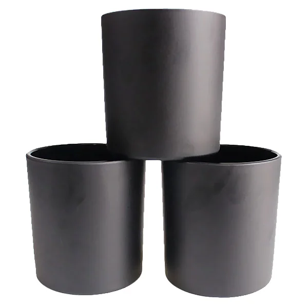 16oz high quality  8X9cm matte black candle glass jar with iron  lid