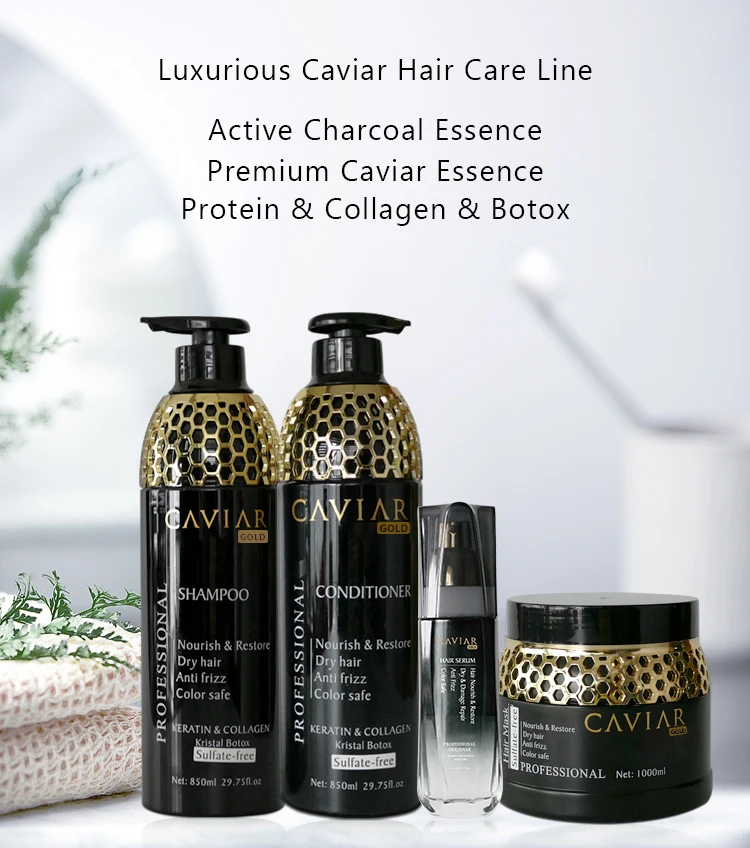 Deep Nourish Black Caviar  Hair Mask  Anti Hair Loss Hair Shampoo Conditioner Set Sulfate-free 1L