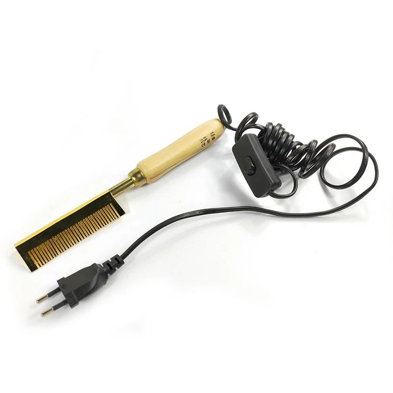 Горячая Распродажа Amazon, средний и широкий латунный Расческа для зубов, выпрямитель для укладки волос с высоким нагревом, электрическая расческа для горячего прессования