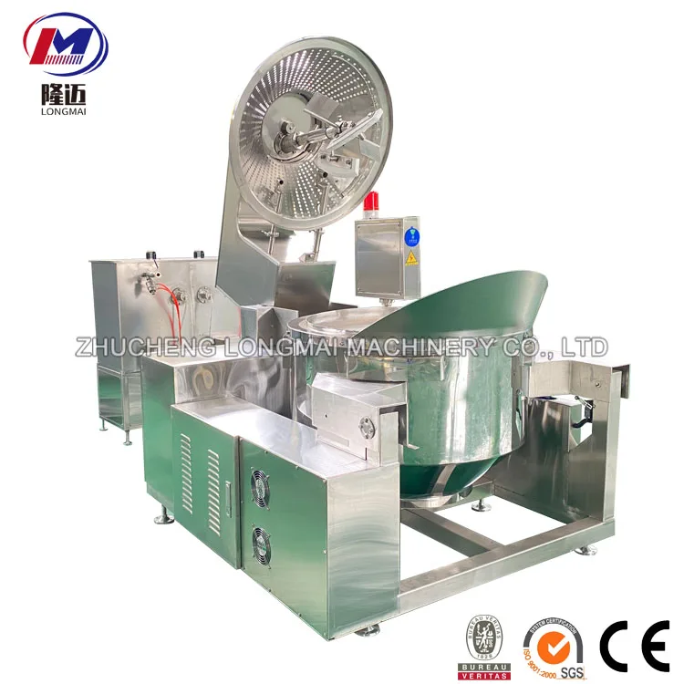 
New design high capacity PLC CE electric popcorn machine equipment production line ball shape butterfly salting 2 in 1 Guangzhou 