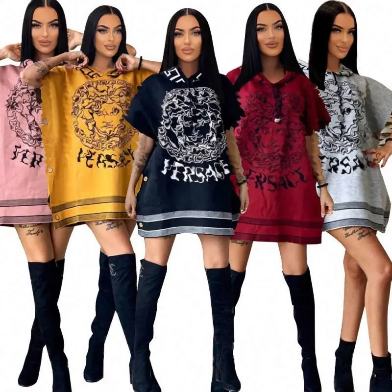 Dresses Women Lady Elegant Designer Clothes Famous Brand Printed Hooded Button Down Woolen Jacket Dress Luxury Clothes for Women