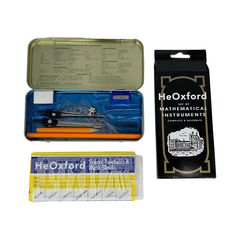 Customized 13pcs Geometry Math Set Oxford Instrument Compass Mathematical Box