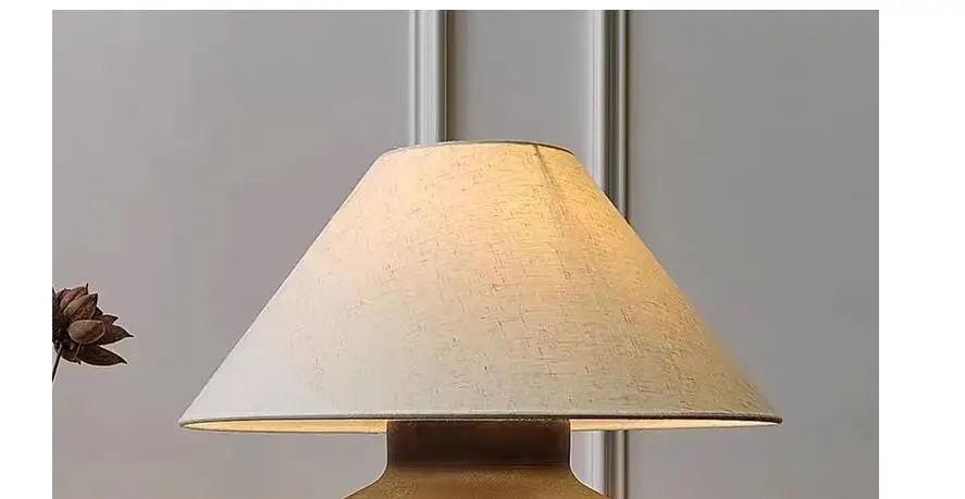 Wabi-sabi pottery table lamp Vintage homestay living room study decoration new Chinese Zen bedroom ceramic bedside lamp