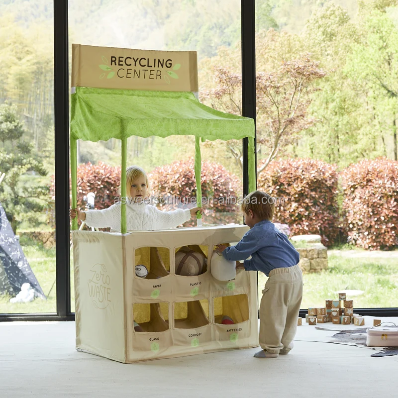 Asweets Indoor Kinder garten Kids Role Play Tent  ATM Burger Lemonade 3 In 1 Pretend Play Stand