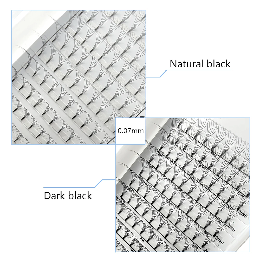 premade fans 5d short stem lashes private label silk 0.05 0.07 0.10mm eyelash extension
