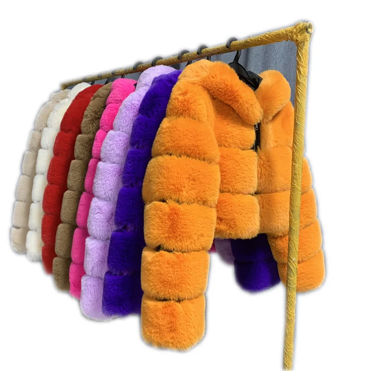 2022 New Winter Coat Jacket Women Faux Fox Fur Coat With Hood Fashion Short Style Fake Fur Coat For Lady