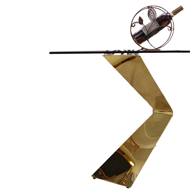 Modern Stainless Steel Gold Glass Wedding Party Event Glass Rectangle Catering Banquet Chairs and Tables Set